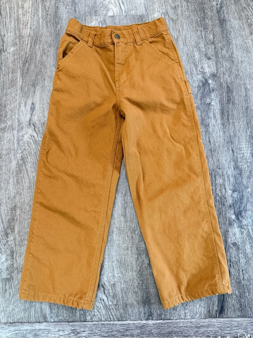 Carhartt Kids Boys Duck Canvas Dungaree Carpenter Pants Sz 8 Adjustable Waist